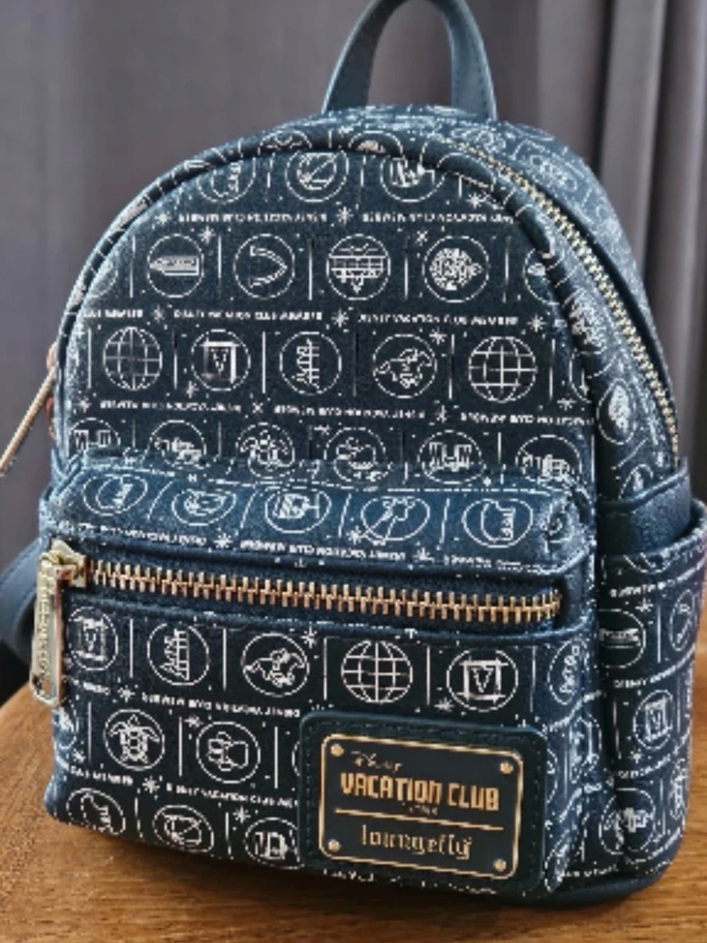 Loungefly Navy Disney Vacation Club Mini Backpack with Gold Hardware - 2018
